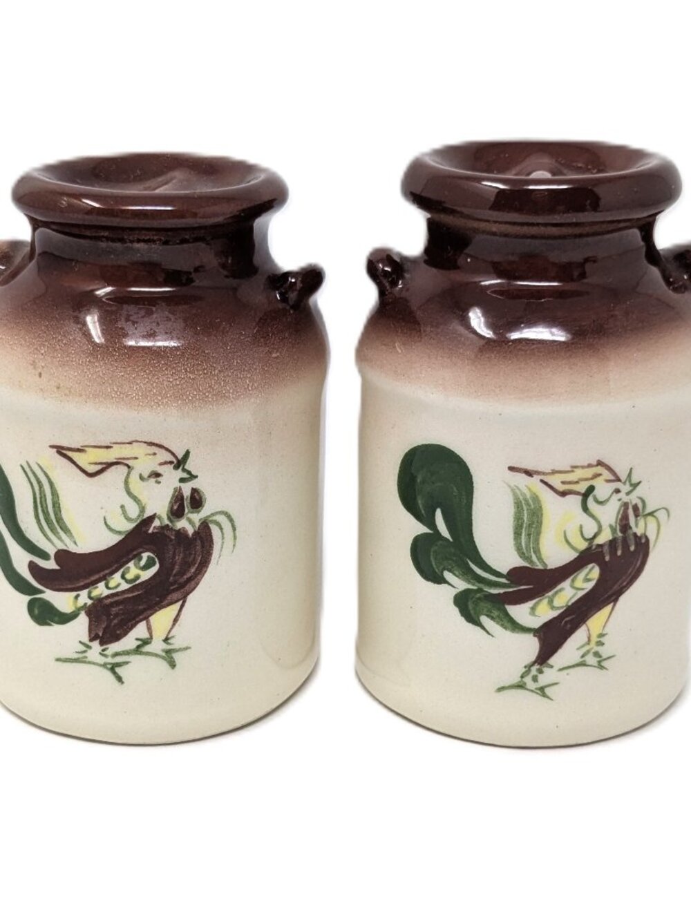 VTG Brock of California Chanticleer Rooster Salt & Pepper Shakers Milk Can 50s